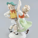 Schädig Kunst táncoló pár. Kézzel festett, jelzett, hibátlan. 24 cm