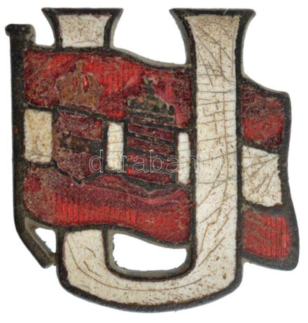 Osztrák-Magyar Monarchia ~1914-1918. 'U-Boat' a Császári és Királyi flotta tengeralattjárós veteránjainak zománcozott fém jelvénye, hátoldalon 'Österreichser Flotten Verein' gyártói jelzéssel T:2- tű nélkül,