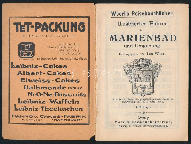 Woerl, Leo: Illustrierter Führer durch Marienbad und Umgebung. Woerl's Reisehandbücher. Leipzig, é.n. (cca 1910), Woerl's Reisebücherverlag. Szövegközi és egészoldalas, fekete-fehér képekkel, térképpel, korabeli hirdetésekkel. Német - Image 2