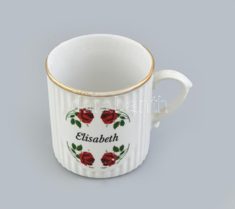 Elisabeth feliratú bögre, jelzett, kopásokkal, m: 8,5 cm