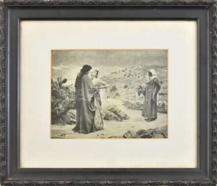 Kuharszky jelzéssel (Kuhárszky Tihamér): Orientális szerelmes jelenet, 1919. Ceruza, papír. Üvegezett, kissé sérült fakeretben. 16x20 cm