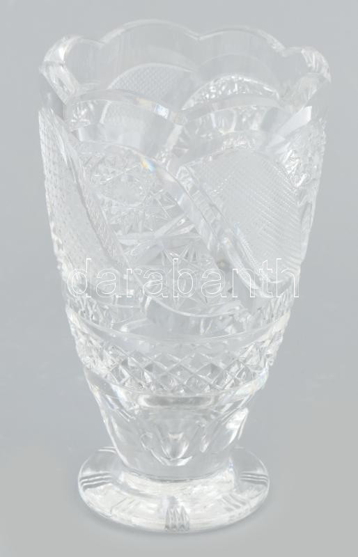 Kristály váza, kis repedéssel, m: 15 cm