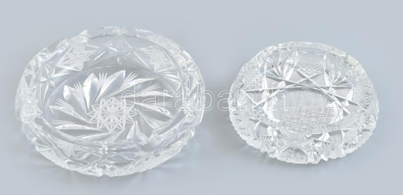 2db kristály hamutál, hibátlan, d: 10-14cm