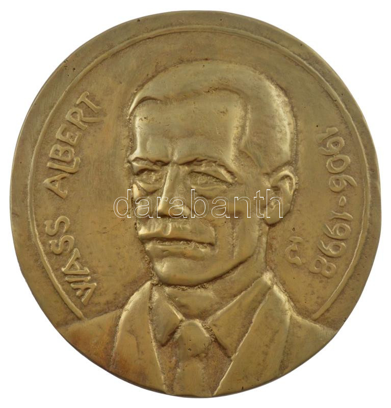 Tőrös Gábor (1934-2021) DN 'Wass Albert 1906-1998' bronz emlékérem (110mm) T:1- felül peremén lyukasztott.