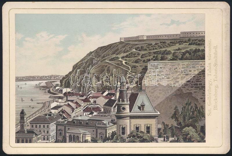 cca 1880 Budapest, Gellért-hegy, Tabán, kiadja: Zieher Ottmár München, litho kép, 11×16 cm