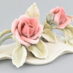 Ens porcelán rózsa. Kézzel festett, jelzett, hibátlan, h: 16,5 cm