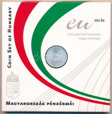 2011. 5Ft-200Ft (6xklf) forgalmi sor szettben + 3000Ft Ag 'Az Európai Unió Tanácsának magyar elnöksége' emlékére (10g/0.925/30mm), dísztokban T:BU Adamo FO45.3