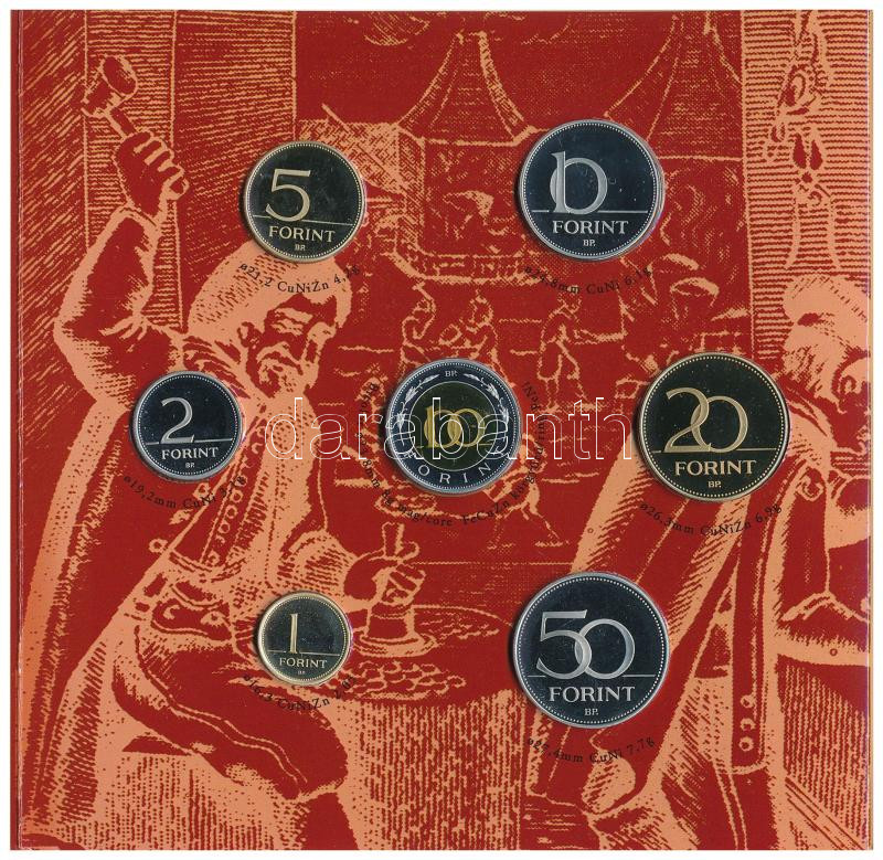 2001. 1Ft-100Ft (7xklf) forgalmi sor szettben, 'Magyarország pénzérméi' sorozat, belső tok ragasztása kissé elengedett T:PP Adamo FO34.1 - Image 2