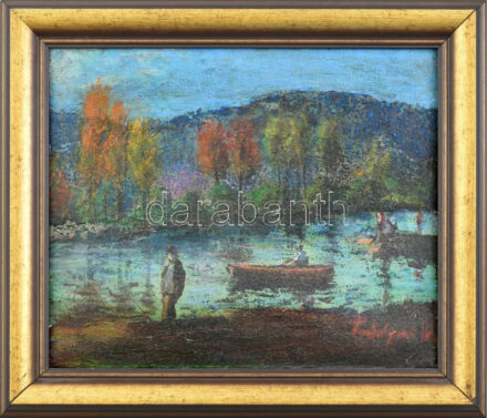 Podolyák Vilmos (1943-): Őszi táj. Olaj, vászon, jelzett, dekoratív fakeretben, 27x33 cm