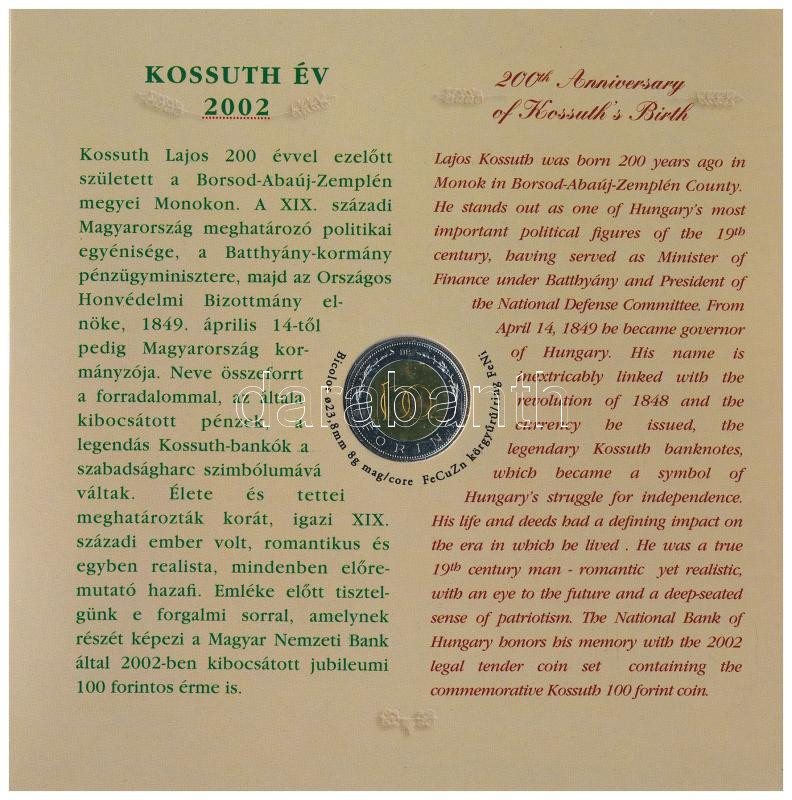 2002. 1Ft-100Ft (7xklf) + 100Ft 'Kossuth' forgalmi sor szettben T:BU patina, ragasztó elengedett Adamo FO35 - Image 3