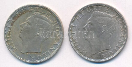 Románia 1944. 500L Ag 'I. Mihály' (2x) T:2,2- patina Romania 1944. 500 Lei Ag 'Mihai I' (2x) C:XF,VF patina Krause KM#65
