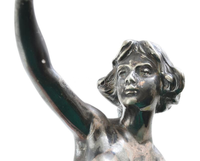 Jelzés nélkül: Szecessziós női figura. Ezüstözött ón, kicsit ferde, kis kopásokkal m:20 cm - Image 3