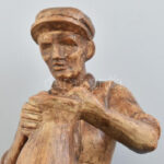 Kőműves László: Art Deco korongozó. Terrakotta, jelzett, kopásnyomokkal, 1930 körül, m: 27 cm - Image 3