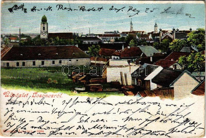 1903 Losonc, Lucenec; látkép, zsinagóga. Kármán kiadása / general view with synagogue (EK)