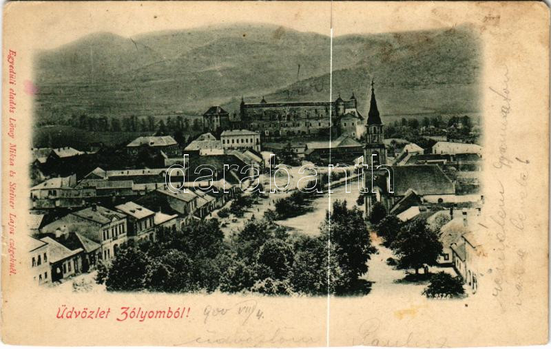 1900 Zólyom, Zvolen; látkép, vár. Löwy Miksa kiadása / Zvolensky hrad / general view, castle (vágott / cut)