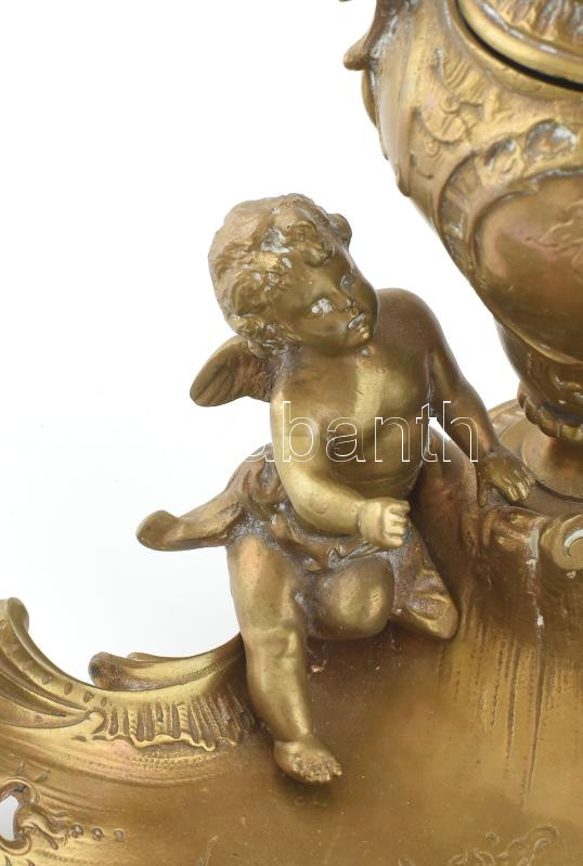 B.H.S. jelzéssel: Puttós, madaras tintatartó, öntött bronz, szép állapotban, m: 18 cm - Image 2