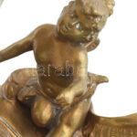 B.H.S. jelzéssel: Puttós, madaras tintatartó, öntött bronz, szép állapotban, m: 18 cm - Image 3