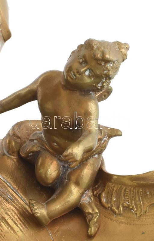 B.H.S. jelzéssel: Puttós, madaras tintatartó, öntött bronz, szép állapotban, m: 18 cm - Image 3