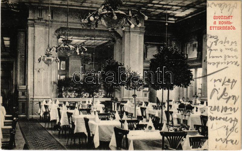 1908 Budapest VII. Royal szálloda és étterem, belső. Erzsébet krt. 43-49. (EK)