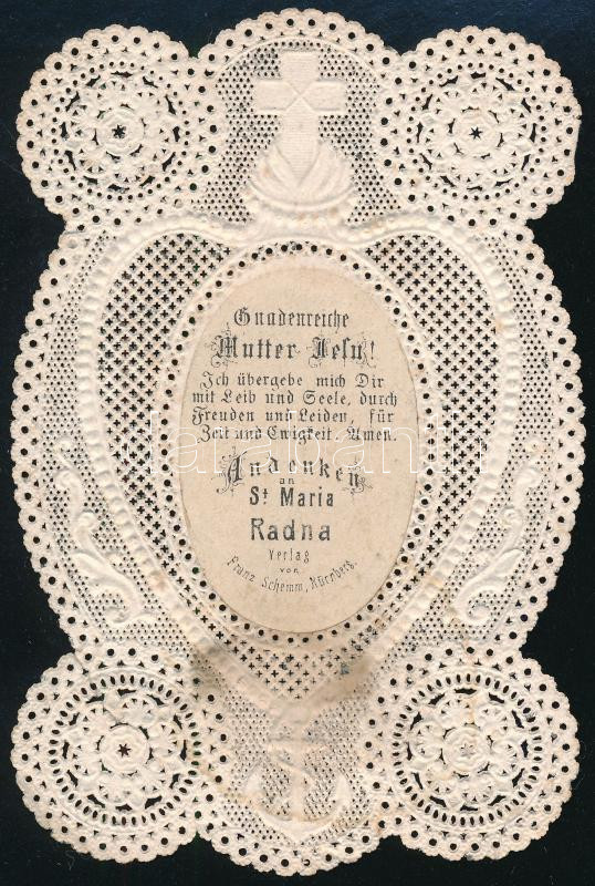 cca 1910 Mária Radna Arad vármegye csipkés szentkép 8x11 cm Foltos - Image 2
