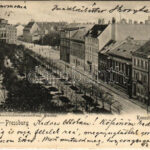 1905 Pozsony, Pressburg, Bratislava; Kossuth Lajos tér, Színház, üzletek. Verlag Gelber's Ansichtskartenausstellung / square, theatre, shops (EK)