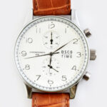 Osco time cronograph férfi karóra, kvarc szerkezet bőr szíjjal d. 40 mm