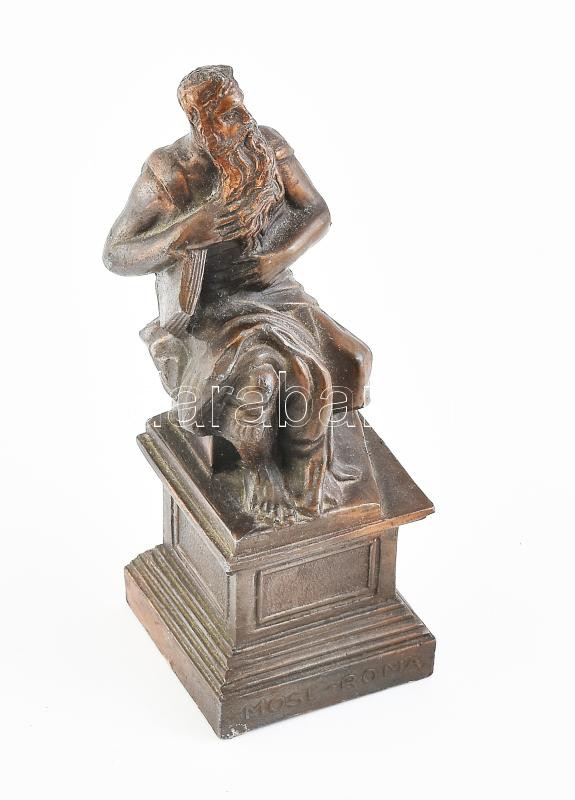 Michelangelo Mózes-szobrának kicsinyített mása. Bronzírozott, öntött fém, kis felületi sérülésekkel, m: 13,5 cm