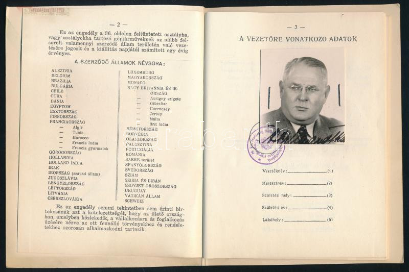 1939 Királyi Magyar Automobil Club - nemzetközi vezetői engedély