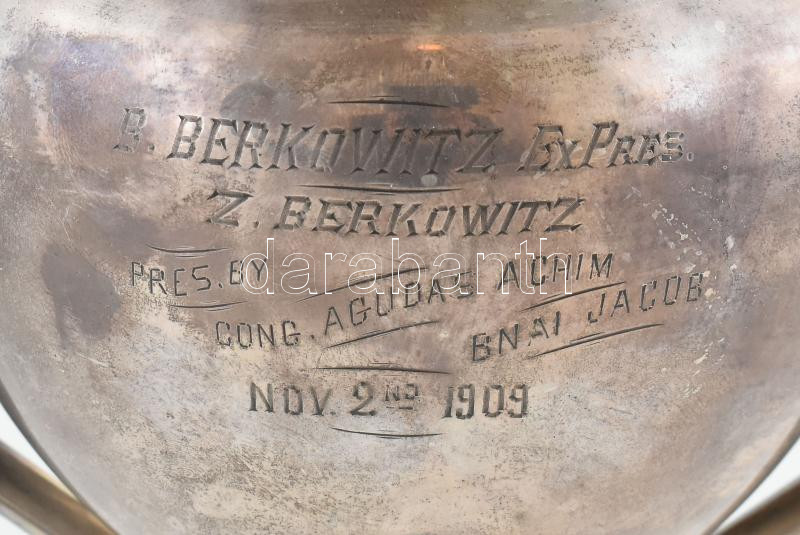 1909 Ezüst (Ag) serleg, díj jelzett sterling ezüst 31 cm 377 g - Image 2