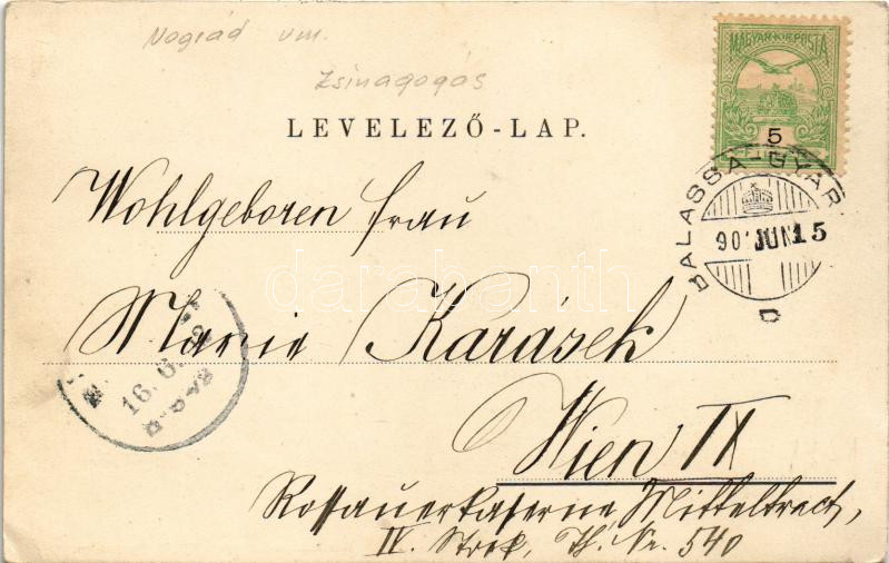 1902 Balassagyarmat, Fő utca, Izraelita templom, zsinagóga. Wertheimer Zs. kiadása (EK) - Image 2
