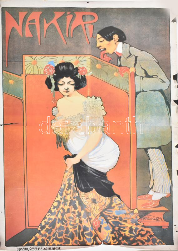 Farago Géza: Nakiri c. szecessziós plakátjának modern reprintje. Beszakadással. 70x90 cm