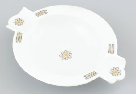 Meissen Rosette Schwarz mintás hamutálka. Kézzel festett, jelzett, hibátlan, 13x9 cm