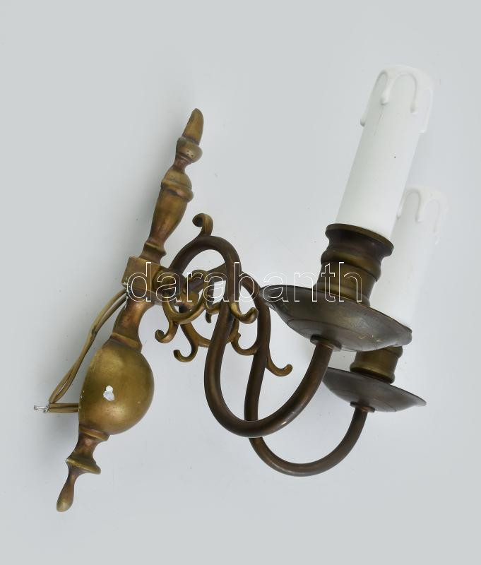 Felújított bronz falikar, h: 25 cm