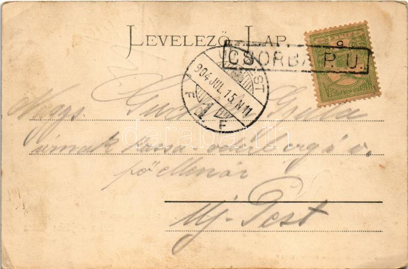 1904 Tátra, Magas-Tátra, Vysoké Tatry; Vendéglő és Szentiványi villa a Csorba tónál / Restauration und Villa Szentiványi / Strbské pleso / restaurant, villa, lake (EK) + 'CSORBA P.U.' - Image 2