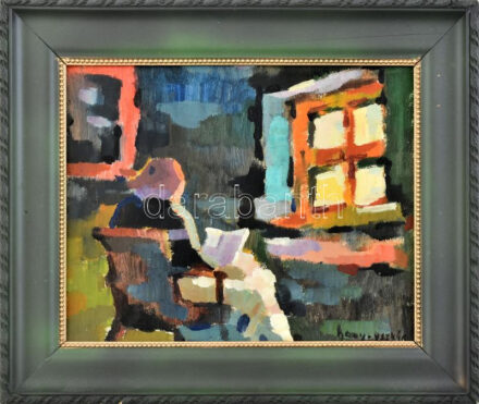 Nagy Oszkár jelzéssel: Olvasó hölgy. Olaj, karton. Dekoratív fakeretben. 23,5x29,5 cm
