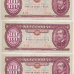 1989. 100Ft (3x) sorszámkövetők 'B 245 003161 - B 245 0031613' T:II Adamo F36
