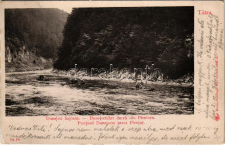 1908 Tátra, Tatry; Dunajeci hajózás, tutaj. Feitzinger Ede No. 354. Ps. 1902-12 / Przejazd Dunajcem przez Pieniny / Dunajecfahrt durch die Pieninen / rafting (EK)