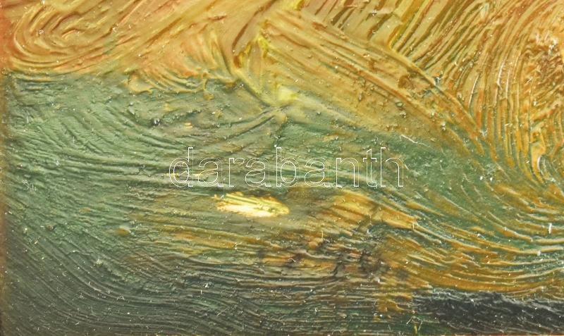 Olvashatatlan jelzéssel: Kanyargó utca. Olaj, farost. Dekoratív fakeretben. 30x20 cm - Image 2