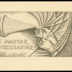 cca 1960-1980 A Magyar Viscosagyár karácsonyi-újévi üdvözlőlapja, rézkarccal illusztrálva, aláírással