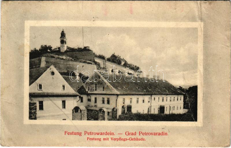 1913 Újvidék, Novi Sad; Pétervárad vár, ellátó épület. Verlag J. Singer Hoffotograf / Grad Petrovaradin / Festung Peterwardein. Festung mit Verpflegs-Gebäude / castle, fortress, supply building (fa)