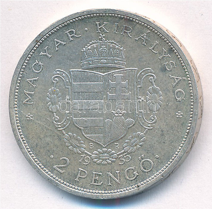 1935. 2P Ag 'Rákóczi' T:1- kis patina Adamo P7.2 - Image 2