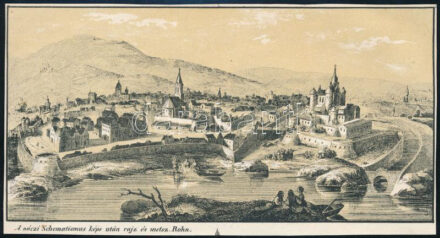 1853 Rohn Alajos (XIX sz. eleje-1870): Vác Mátyás király korában, litográfia, körbevágott, 8x15 cm