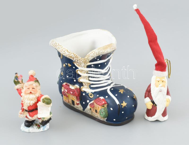 2db Mikulás figura, kerámia csizmában. m: 10 cm