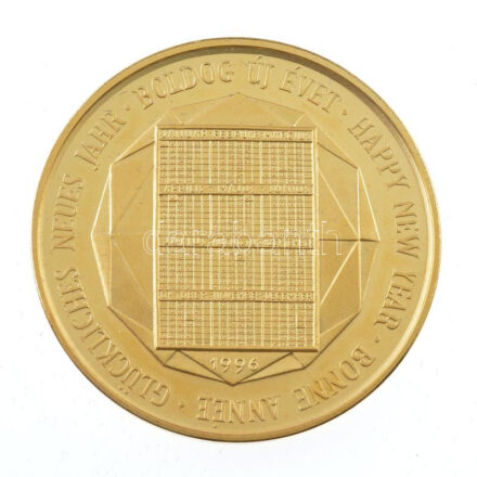 1996. 'Megal Nemesfémipari Rt. / Boldog Új Évet!' aranyozott emlékérem tokban (42mm) T:1 (eredetileg PP)