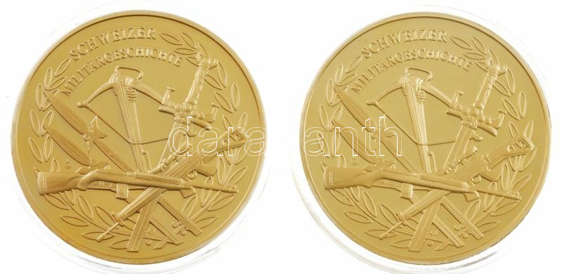 Svájc 2014. 'Schweizer Militargeschichte / Schweizer kunstflugstaffel' aranyozott Cu emlékérem multicolor rátéttel kapszulában (2x) (40mm) T:PP Switzerland 2014. 'Schweizer Militargeschichte / Schweizer kunstflugstaffel' gold plated Cu - Image 2
