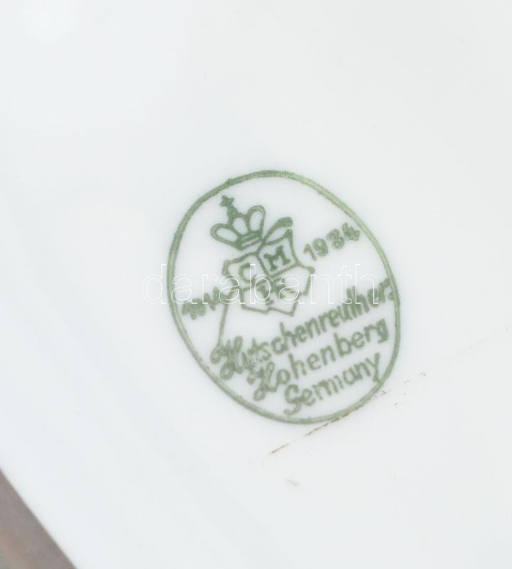 Hutschenreuter ezüstözött porcelán gyertyatartó. Jelzett, sérült, kopott 17 cm - Image 2