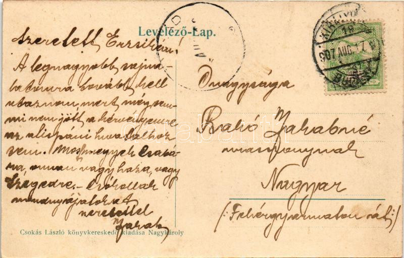 1907 Nagykároly, Carei; pályaudvar, vasútállomás. Csokás László kiadása / railway station - Image 2