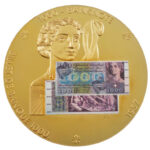 Svájc DN '1000. Banknote' aranyozott Cu emlékérem multicolor rátéttel kapszulában (50mm) T:PP Switzerland ND '1000. Banknote' gold plated Cu commemorative medallion with multicolor inlay in capsule (50mm) C:UNC