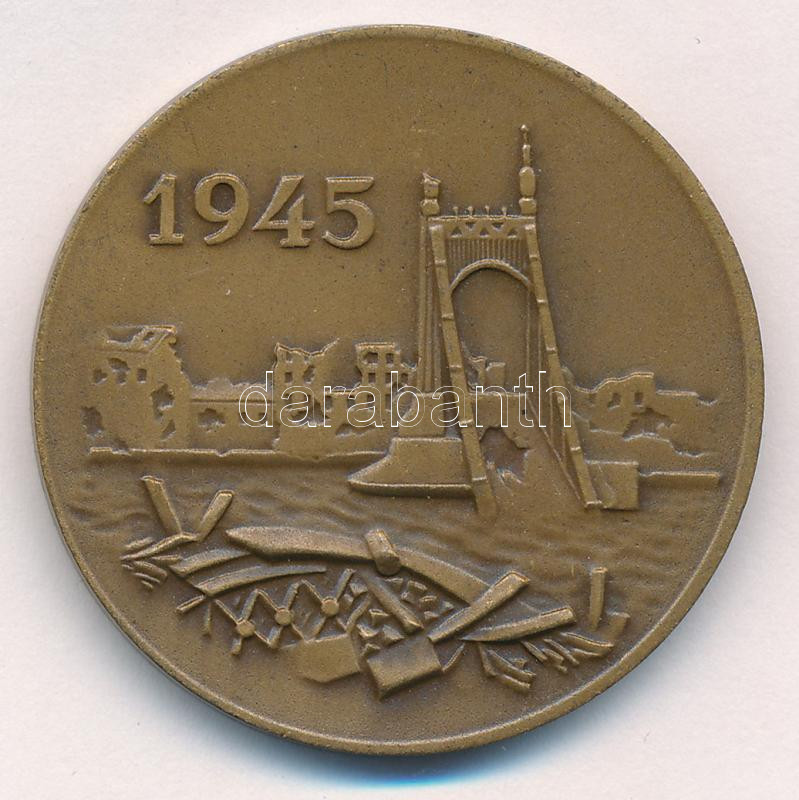 1970. 'Az Erzsébet híd újjáépítése' kétoldalas Br emlékérem (40mm) T:1-
