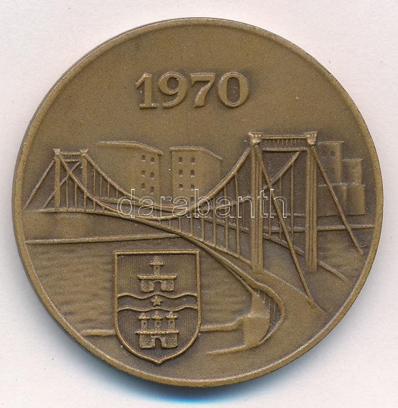 1970. 'Az Erzsébet híd újjáépítése' kétoldalas Br emlékérem (40mm) T:1- - Image 2